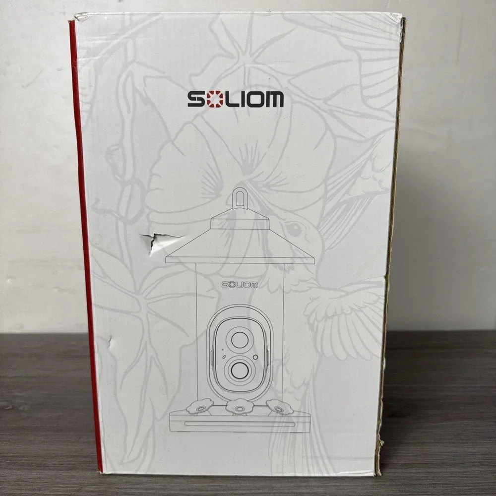 SOLIOM BF06 Hummingbird Bird Feeder with Camera Solar Power, 2K Live Video NEW